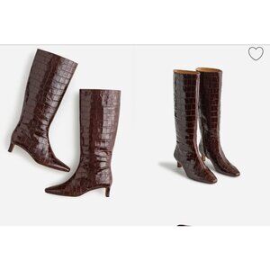 Madewell Dark Brown Croc-Pattern Heeled Boots